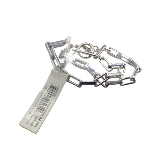 Etienne Aigner 2 strand link chain Silver-tone toggle bracelet, OS - Picture 3 of 6